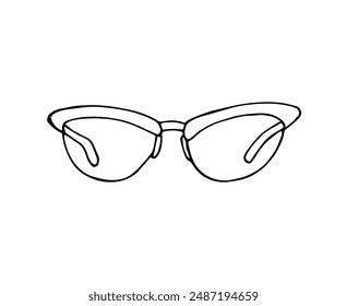 Women Glasses. Hand-drawn sun protection modern glasses for women. Isolated illustration on white