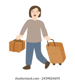 women going back home eid fitr mudik illustration