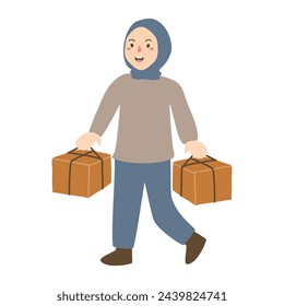 women going back home eid fitr illustration