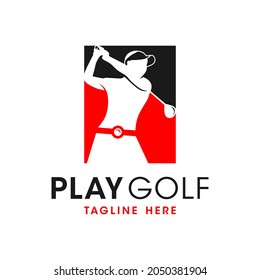 women golf sport inspiration illustration logo design