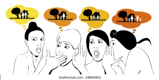 Women gossip about their friend. Vector Illustration.