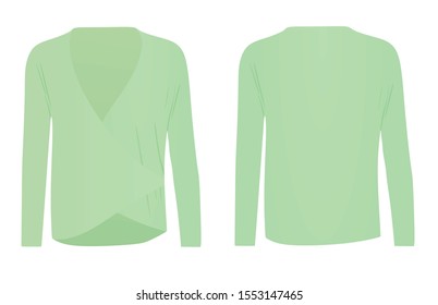 Women green long sleeve shirt. vector illustration