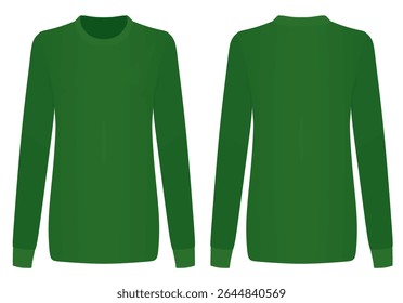 Women green long sleeve t shirt. vector illustration	