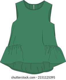 women green sleeveless top flat sketch