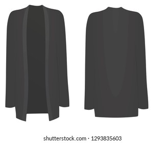 Women grey cardigan. front open. vector illustration