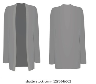 Women grey cardigan. front open. vector illustration