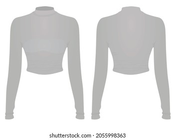 Women grey crop sweater. vector illustration