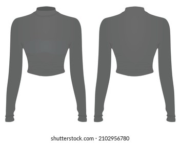 Women grey crop sweater. vector illustration
