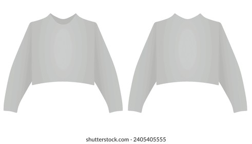 Women grey crop sweater. vector illustration