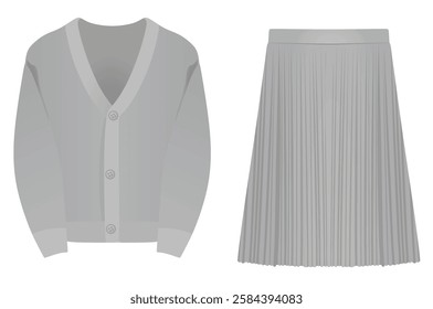 Women grey jumper and skirt. vector illustration