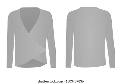 Women grey long sleeve shirt. vector illustration