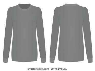 Women grey long sleeve t shirt. vector illustration