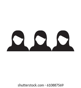 Women Group Icon - Business Management Team People Avatar in Glyph Vector illustration