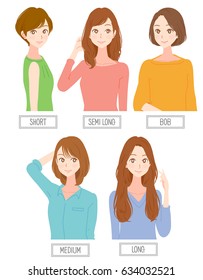 Women group with various hairstyle