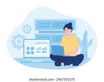Frauen Wachstumsdatenanalyse Trendkonzept flache Illustration