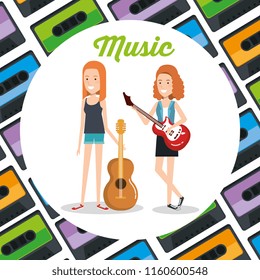 women with guitars playing