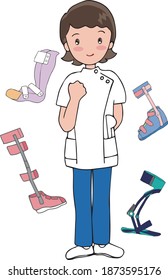 
Women in guts pose and rehabilitation equipment