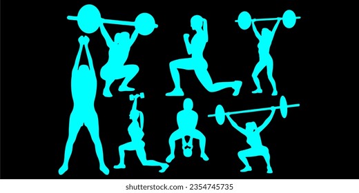 Women Gym Exercise Workout clipart. Icons, Line Art, Floral Art