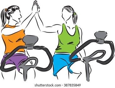women at gym illustration