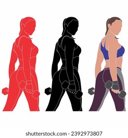Women Gym Workout Fitness. Vector Illustration # silk screen