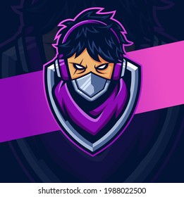 women hacker cyborg mascot esport logo design character for gaming