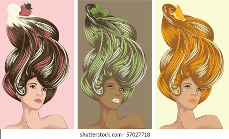 Women With Hair Made To Look Like Ice Cream