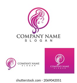 women hair salon logo and symbol vector