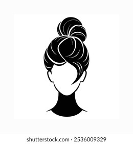 Women hair style top knot bun silhouette