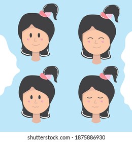 women with hair tied when expressing. Great for almost anything, comics, infographics, websites. and others.