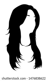 Women haircuts and women hairstyles. The element of the head and face hipster. Hair and eyebrow. Vector illustration. Fashion and style. black hair