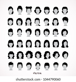 Women hairstyle,  icons collection isolated vector illustration