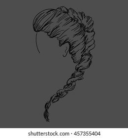 women hairstyle. VEctor hand drawn illustration.