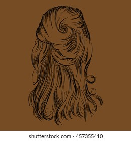 women hairstyle. VEctor hand drawn illustration.