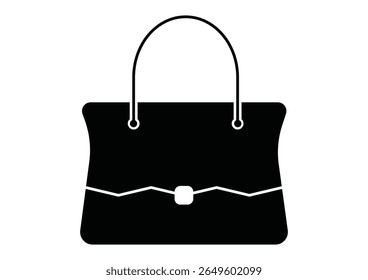 Women Hand Bag Flat Icon Vector. Elegant Woman's Handbag Icon vector isolated on white background.