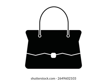 Women Hand Bag Flat Icon Vector. Elegant Woman's Handbag Icon vector isolated on white background.