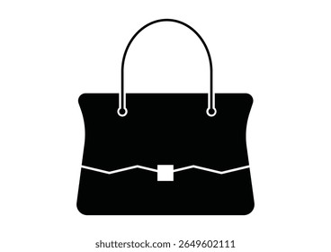 Women Hand Bag Flat Icon Vector. Elegant Woman's Handbag Icon vector isolated on white background.