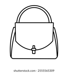 Women hand bag line art illustration, ladies hand bags clip art image, handbag outline line icon vector
