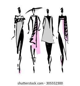 Women. Hand drawn fashion illustration.