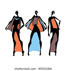 Women. Hand drawn fashion illustration.