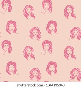 Women - hand drawn seamless pattern of a crowd of different women from diverse ethnic backgrounds