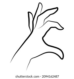 Women hand half heart gesture simple outline minimalistic linear style  Vector Illustration female hands for create logos  prints   other designs white background