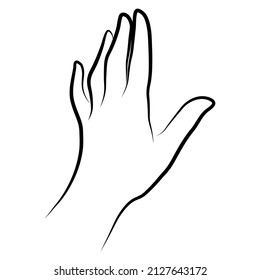 Women hand simple outline minimalistic linear gesture style. Vector Illustration of female hands for create logos, prints and other designs on white background