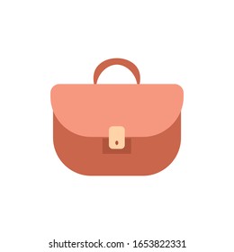 Women handbag flat icon, Blue modern bag isolated on white. Vector hand bag illustration object