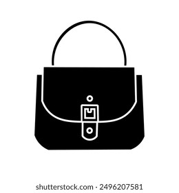 Women handbag silhouette vector art, black ladies handbag illustration, purse clip art isolated on white background