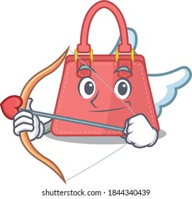 Women handbag in sweet romantic cupid cartoon drawing with arrow