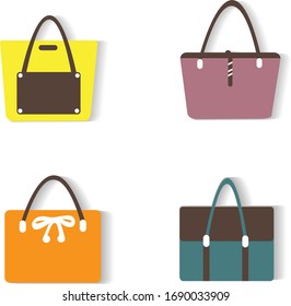 Women handbags collection of fashionable items isolated icons set vector. Bags with zippers and pockets, handles and adjustable shoulder straps lace.