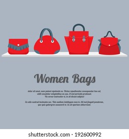 Women Handbags Display On Shelf