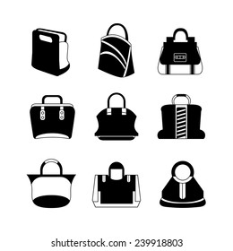 women handbags icons set, fashion bag set