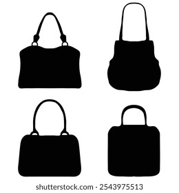 Mujer Bolsos Silueta Vector Set Accesorios de Moda Diseño