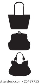 Women Handbags Silhouette Vector Set Fashion Accessories Design